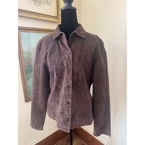 Vintage Gilrichco Chocolate Brown Suede Leather Jacket Button Front M